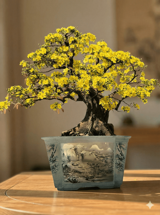 木质表面上的盆景工具集合