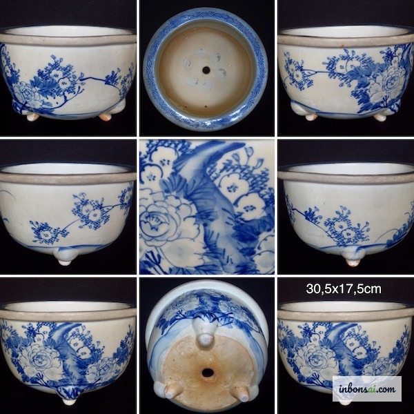 日本盆景盆底部作家印记与签名的细节展示