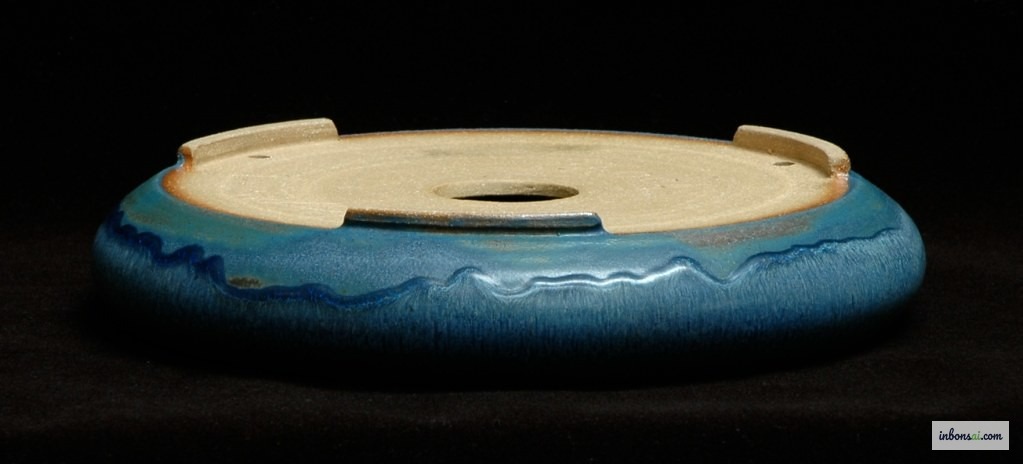 日本爱知县出产的传统常滑烧棕色泥陶盆景盆