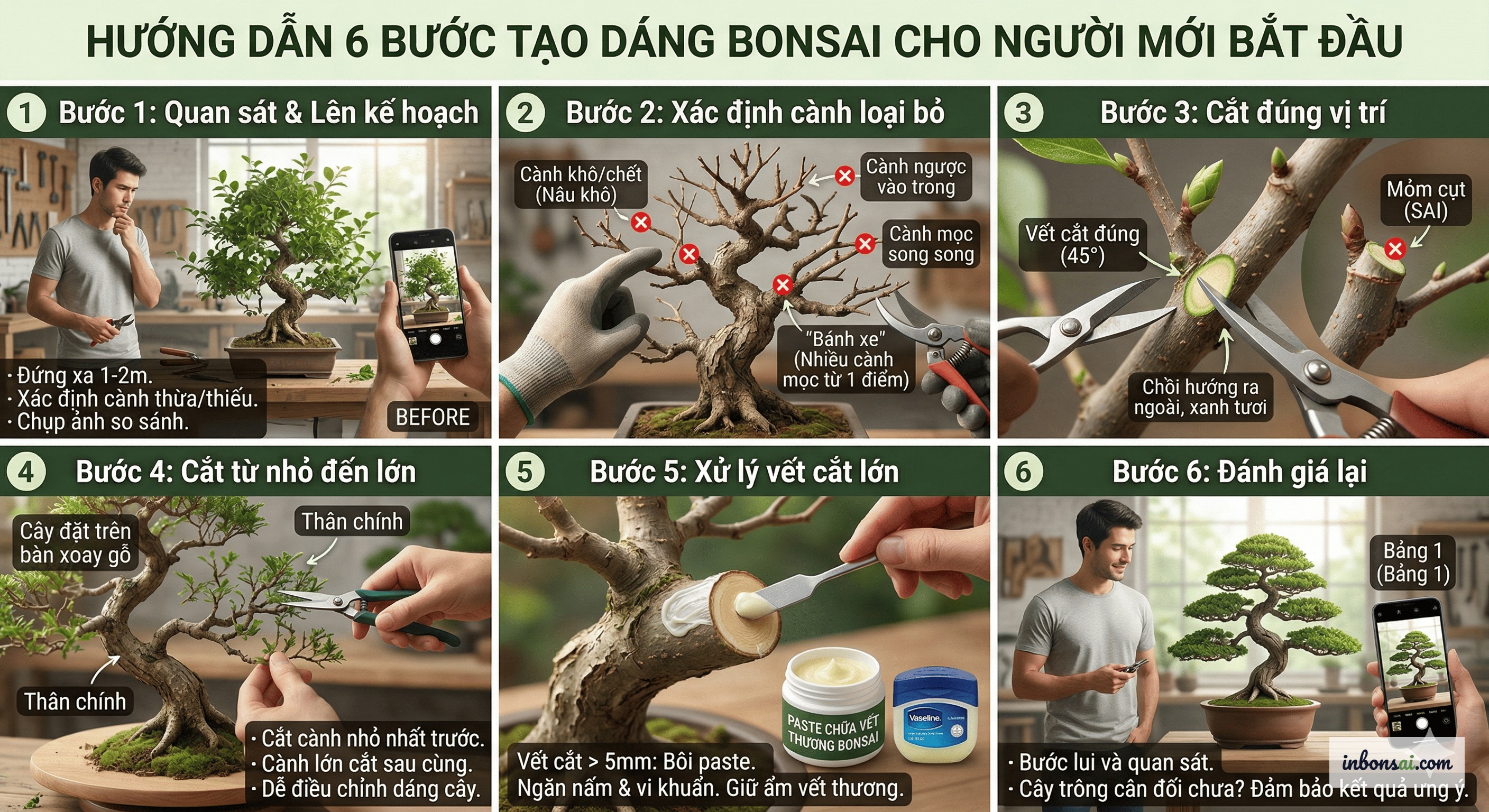 正确角度和手法示范盆景枝条修剪技术